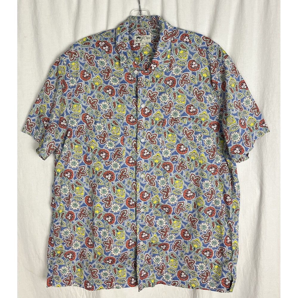 J Crew Trademark Men's Size L Hawaiian Floral Short Sleeve Button Front Shirt